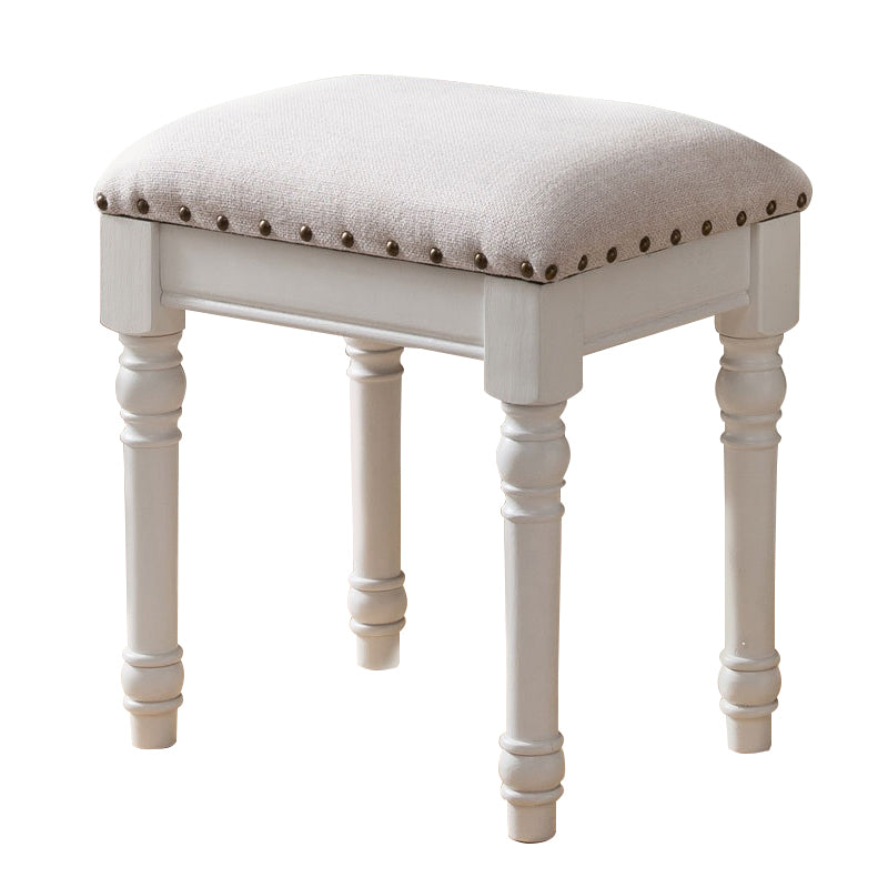 French Country Ottoman Rectangle Standard with Nailhead Trim Faux Leather Solid Ottoman