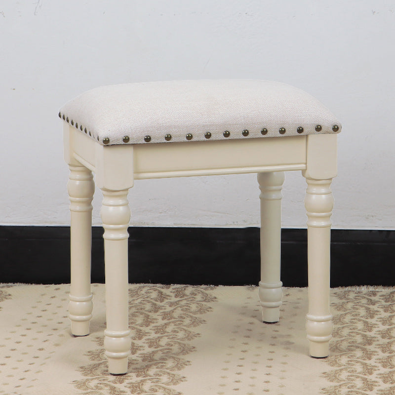 French Country Ottoman Rectangle Standard with Nailhead Trim Faux Leather Solid Ottoman