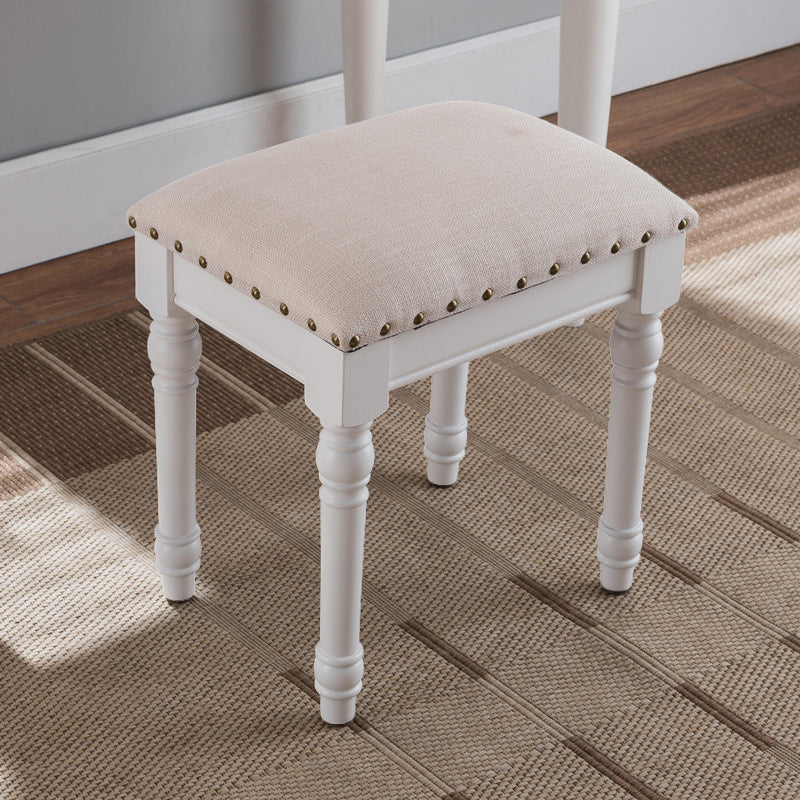 French Country Ottoman Rectangle Standard with Nailhead Trim Faux Leather Solid Ottoman