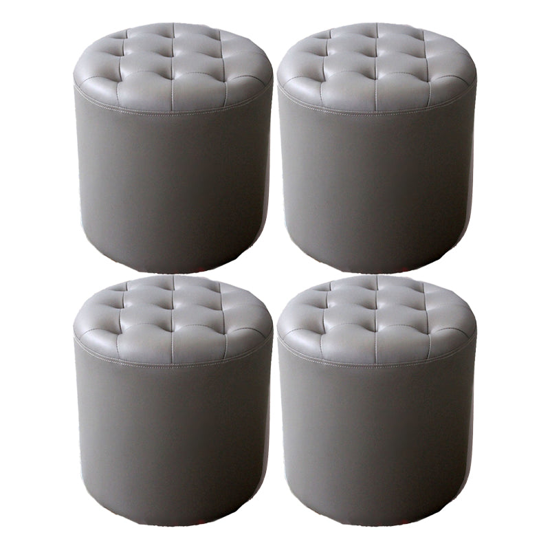 Modern Dark Brown Cube Solid Color Square Leather for Living Room