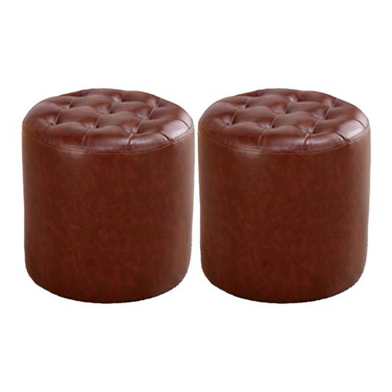 Modern Dark Brown Cube Solid Color Square Leather for Living Room