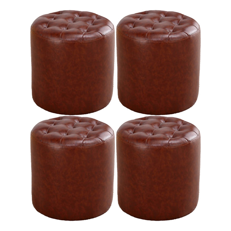 Modern Dark Brown Cube Solid Color Square Leather for Living Room