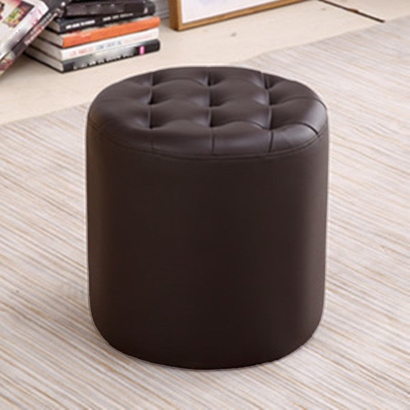 Modern Dark Brown Cube Solid Color Square Leather for Living Room
