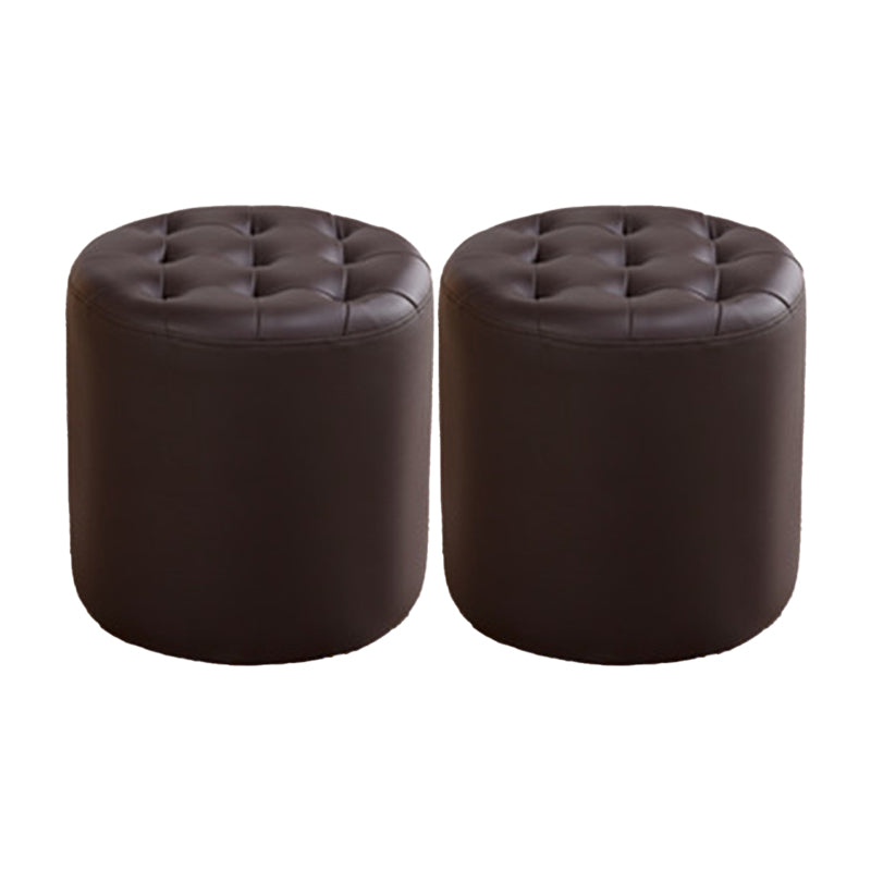 Modern Dark Brown Cube Solid Color Square Leather for Living Room