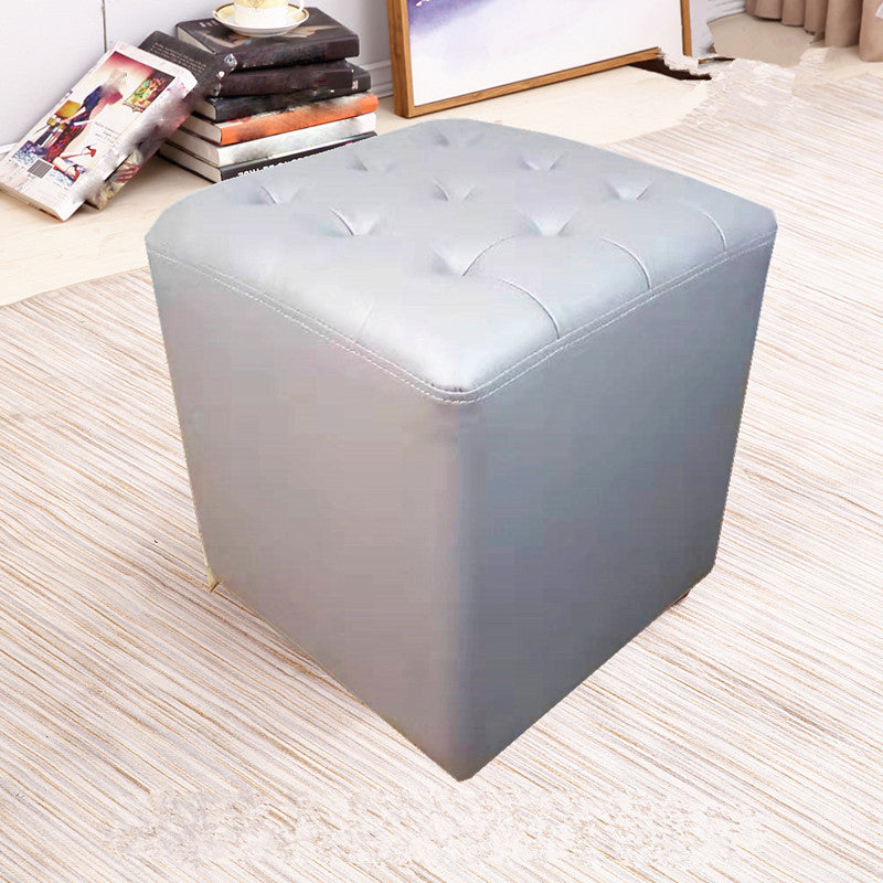 Modern Dark Brown Cube Solid Color Square Leather for Living Room
