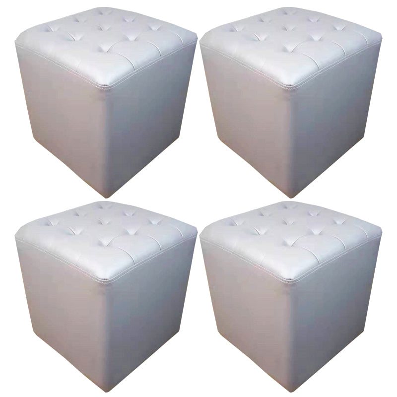 Modern Dark Brown Cube Solid Color Square Leather for Living Room