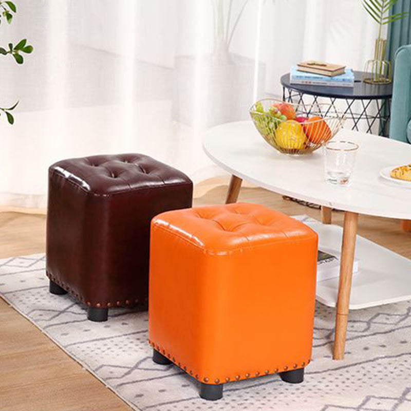 Trendy Leather Ottoman Plain Square Leather Foot Indoor  Stool Ottoman