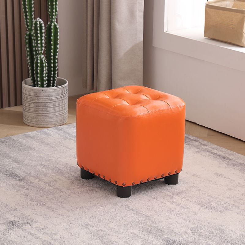 Trendy Leather Ottoman Plain Square Leather Foot Indoor  Stool Ottoman