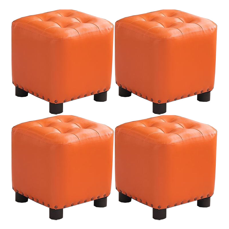 Trendy Leather Ottoman Plain Square Leather Foot Indoor  Stool Ottoman