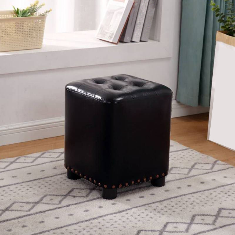 Trendy Leather Ottoman Plain Square Leather Foot Indoor  Stool Ottoman
