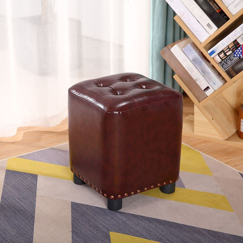 Trendy Leather Ottoman Plain Square Leather Foot Indoor  Stool Ottoman