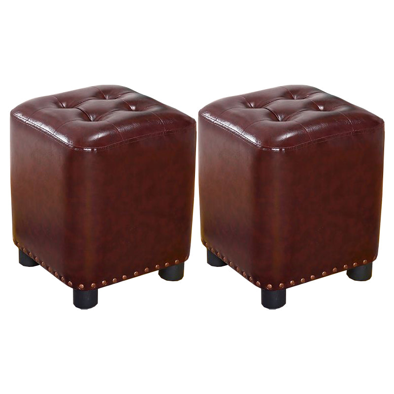 Trendy Leather Ottoman Plain Square Leather Foot Indoor  Stool Ottoman