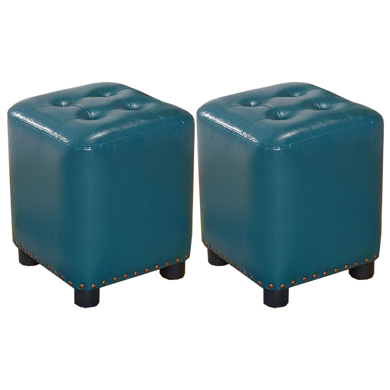 Trendy Leather Ottoman Plain Square Leather Foot Indoor  Stool Ottoman