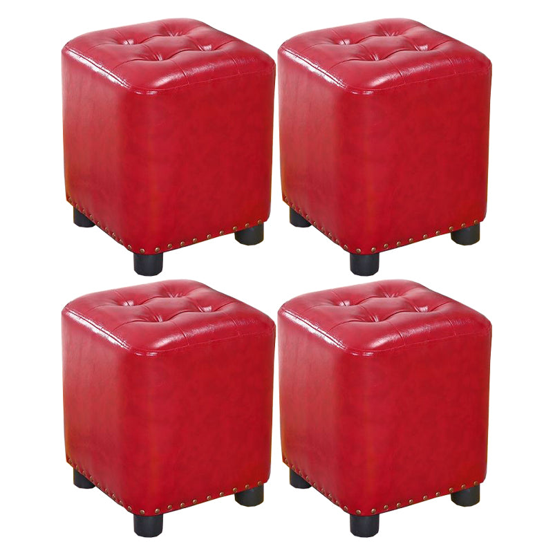 Trendy Leather Ottoman Plain Square Leather Foot Indoor  Stool Ottoman