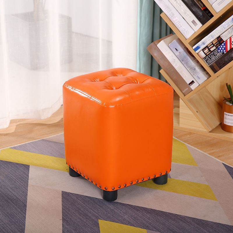 Trendy Leather Ottoman Plain Square Leather Foot Indoor  Stool Ottoman