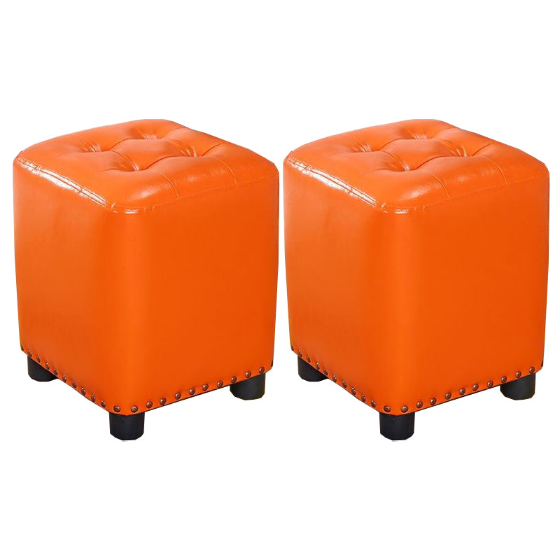 Trendy Leather Ottoman Plain Square Leather Foot Indoor  Stool Ottoman