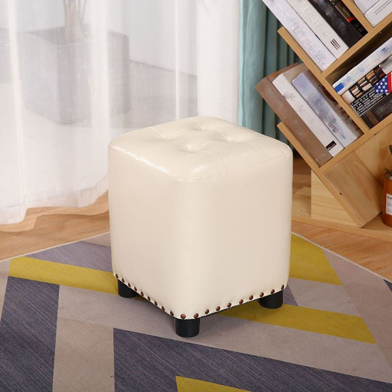 Trendy Leather Ottoman Plain Square Leather Foot Indoor  Stool Ottoman