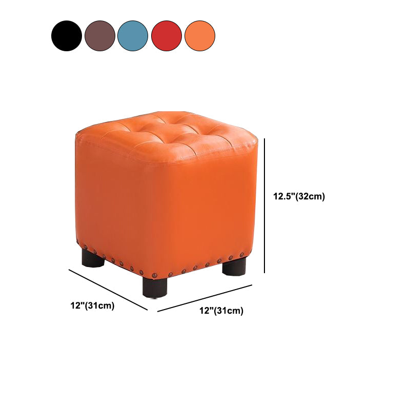 Trendy Leather Ottoman Plain Square Leather Foot Indoor  Stool Ottoman
