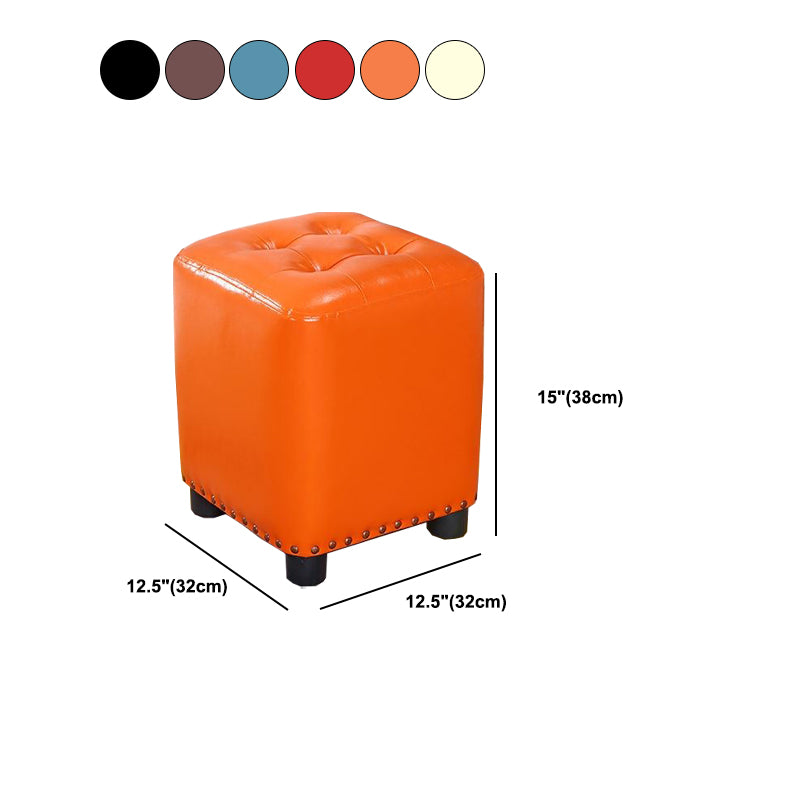 Trendy Leather Ottoman Plain Square Leather Foot Indoor  Stool Ottoman