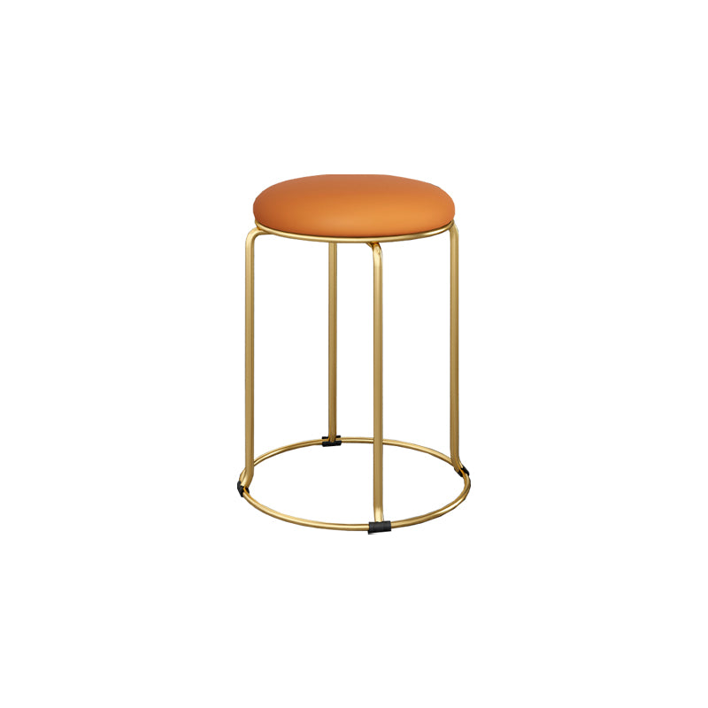 Standard Glam Velvet Ottoman Round Mildew Resistant Plain Ottoman