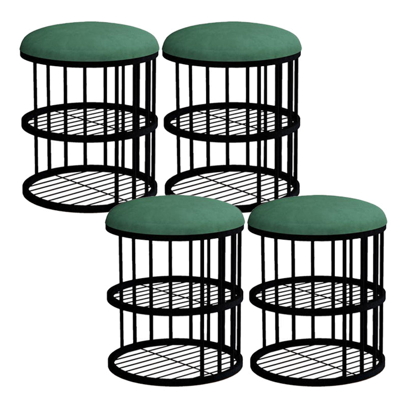 Glam Cylinder Shape Pouf Chair Plain Velvet with Bottom Rack Storage Pouf