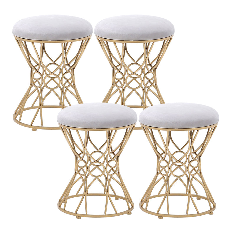 Glam Velvet Ottoman Plain Round Metal Frame Foot Stool Ottoman