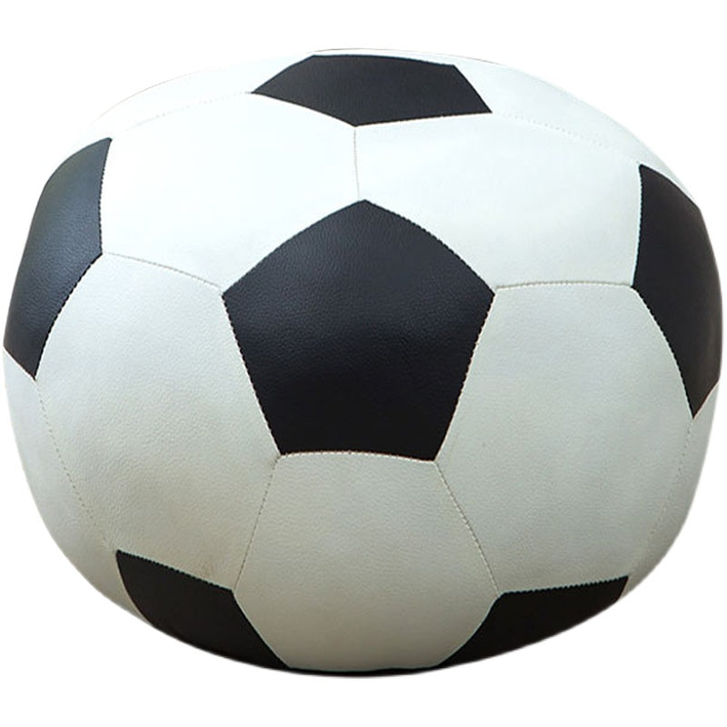 Geometric Print Ottoman Pouf Scratch Resistant Specialty Faux Leather Ottoman