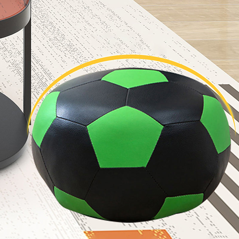 Geometric Print Ottoman Pouf Scratch Resistant Specialty Faux Leather Ottoman