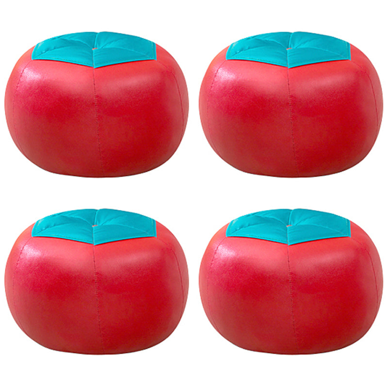 Geometric Print Ottoman Pouf Scratch Resistant Specialty Faux Leather Ottoman