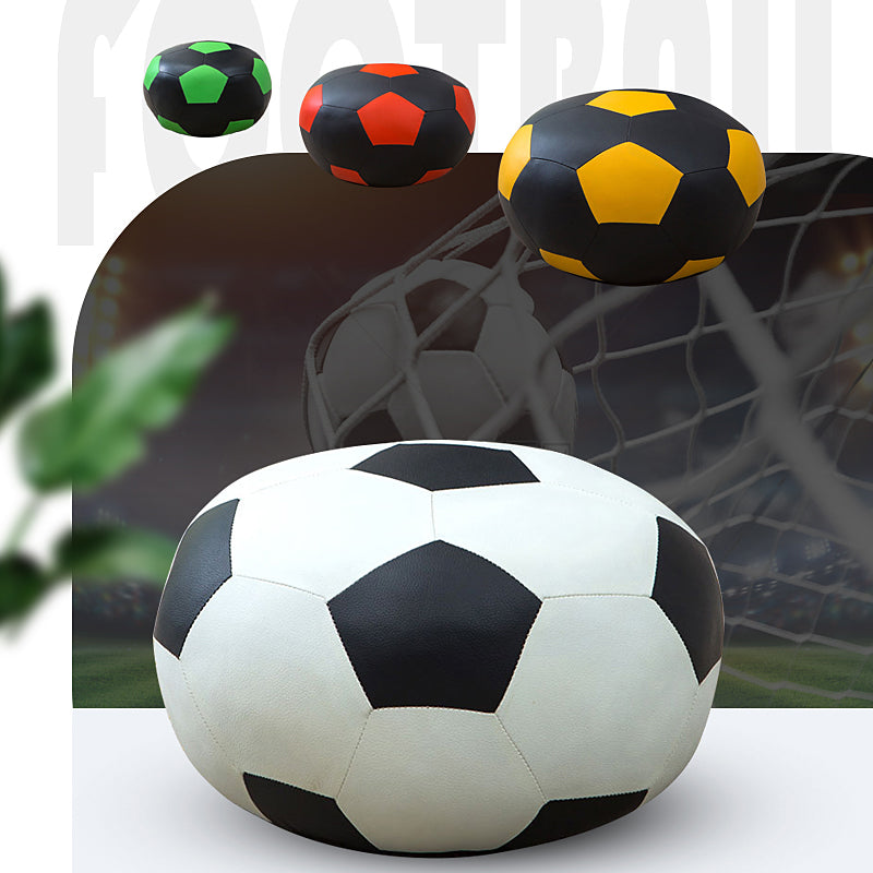 Geometric Print Ottoman Pouf Scratch Resistant Specialty Faux Leather Ottoman