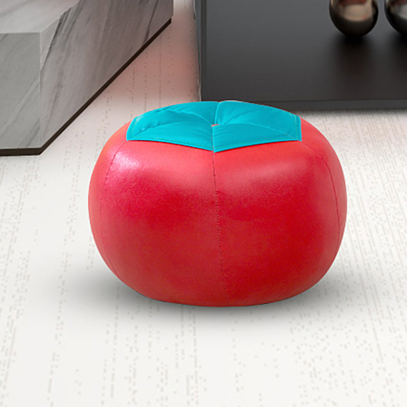 Geometric Print Ottoman Pouf Scratch Resistant Specialty Faux Leather Ottoman