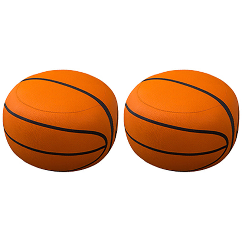 Geometric Print Ottoman Pouf Scratch Resistant Specialty Faux Leather Ottoman