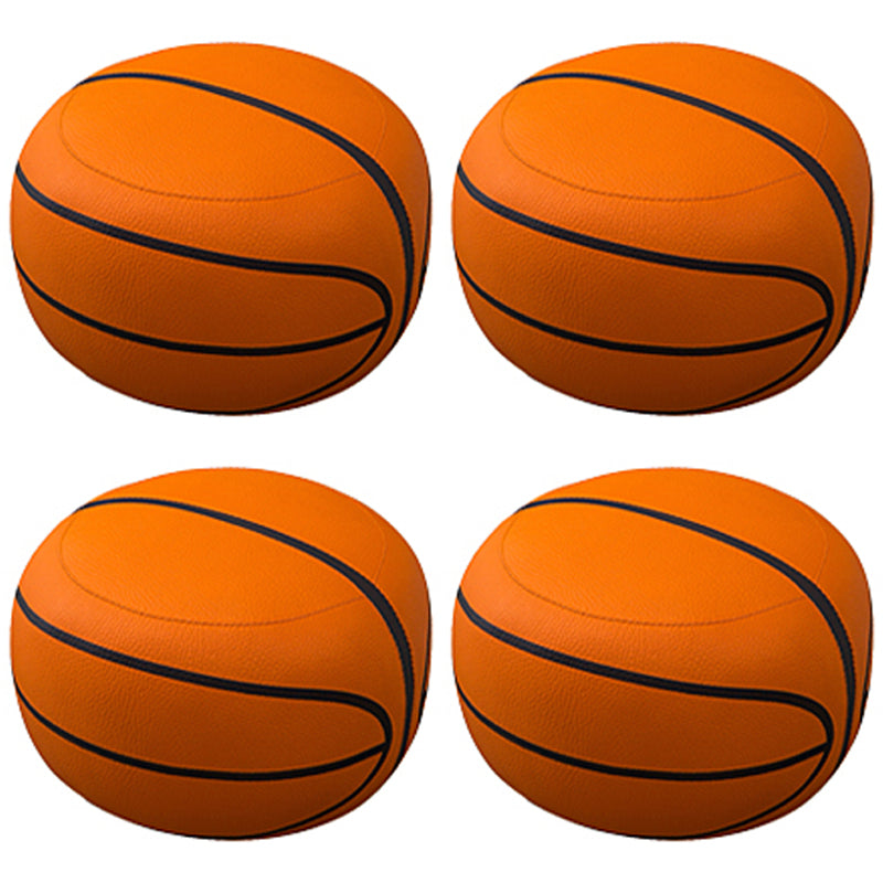 Geometric Print Ottoman Pouf Scratch Resistant Specialty Faux Leather Ottoman