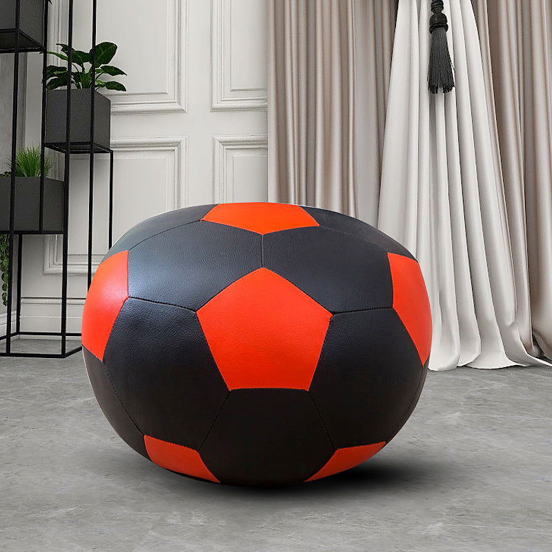 Geometric Print Ottoman Pouf Scratch Resistant Specialty Faux Leather Ottoman