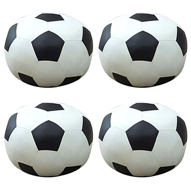 Geometric Print Ottoman Pouf Scratch Resistant Specialty Faux Leather Ottoman