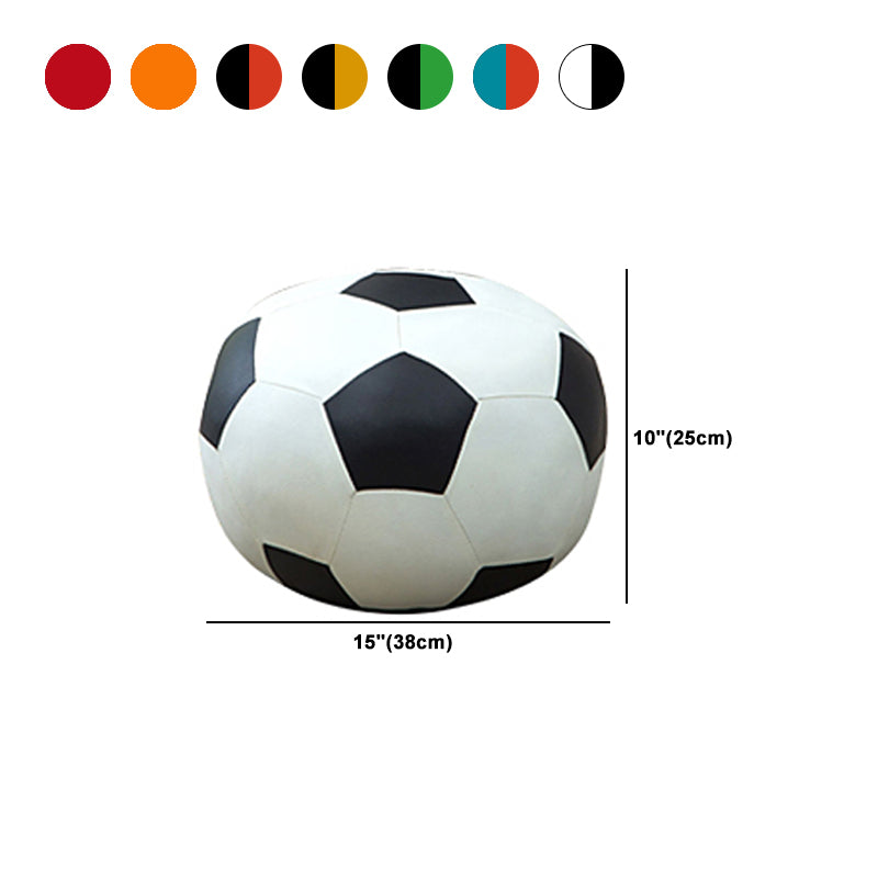 Geometric Print Ottoman Pouf Scratch Resistant Specialty Faux Leather Ottoman