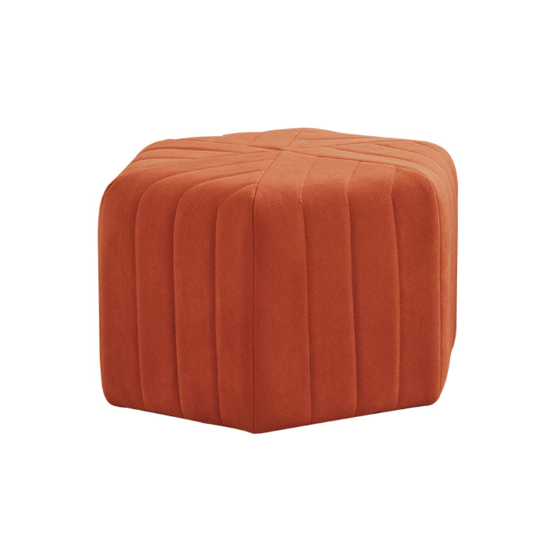 Contemporary Footstool Ottoman Suede Upholstered Solid Color Pentagon Ottoman
