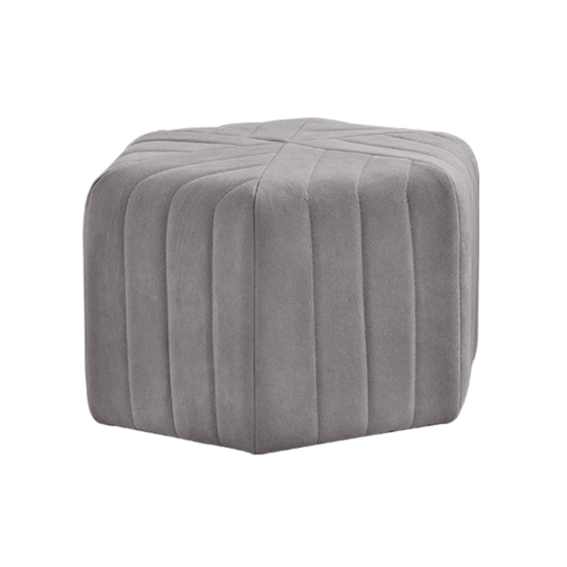 Contemporary Footstool Ottoman Suede Upholstered Solid Color Pentagon Ottoman