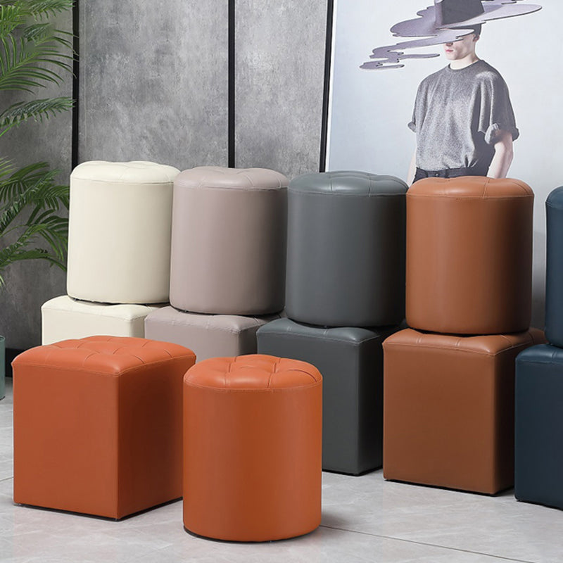 Genuine Leathe Ottoman Square Modern Water Resistant Tufted Cube Ottoman