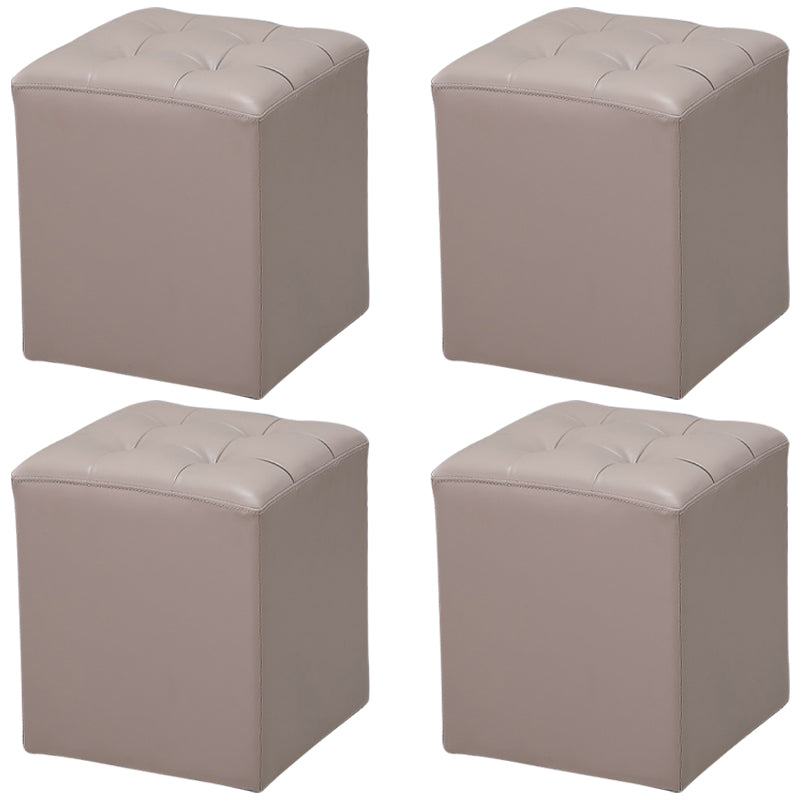 Genuine Leathe Ottoman Square Modern Water Resistant Tufted Cube Ottoman