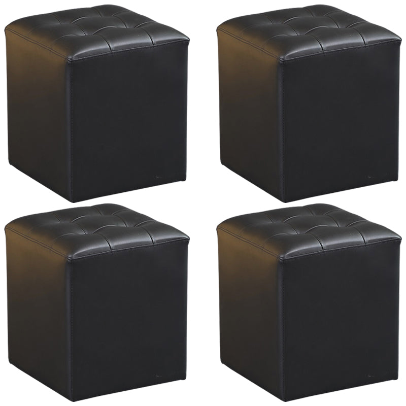 Genuine Leathe Ottoman Square Modern Water Resistant Tufted Cube Ottoman