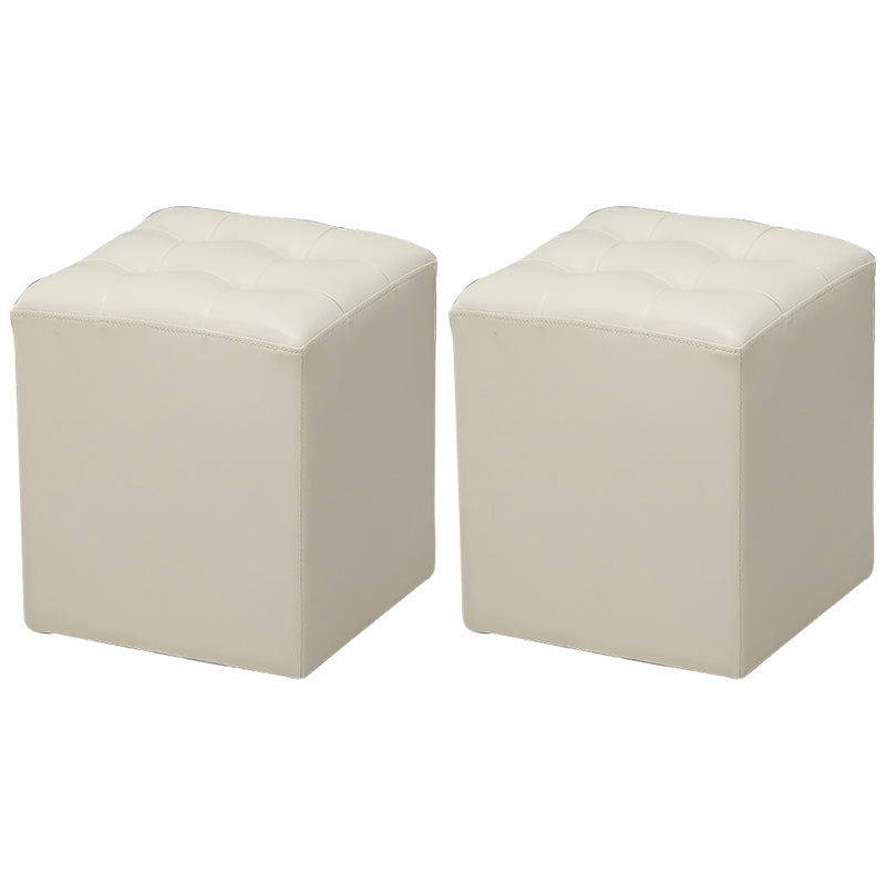 Genuine Leathe Ottoman Square Modern Water Resistant Tufted Cube Ottoman