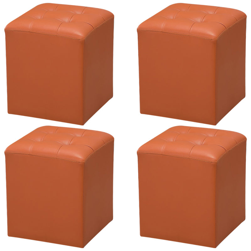 Genuine Leathe Ottoman Square Modern Water Resistant Tufted Cube Ottoman