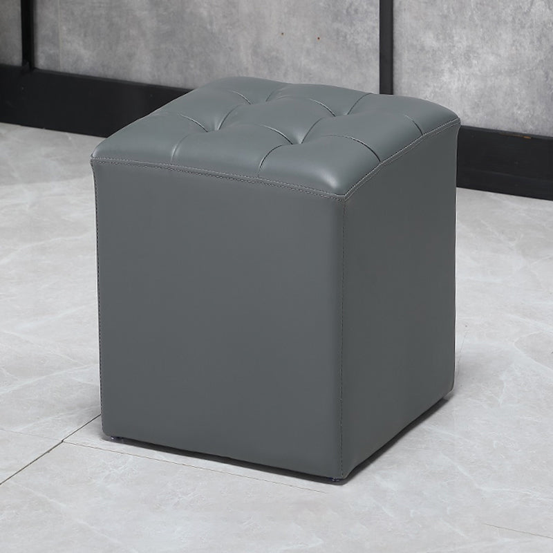 Genuine Leathe Ottoman Square Modern Water Resistant Tufted Cube Ottoman