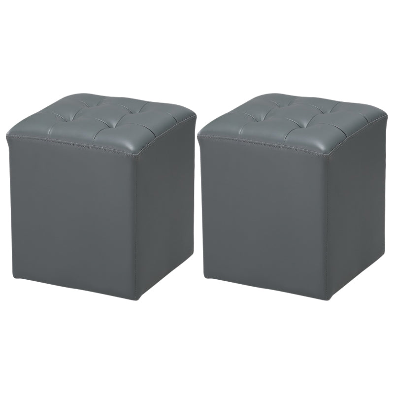 Genuine Leathe Ottoman Square Modern Water Resistant Tufted Cube Ottoman