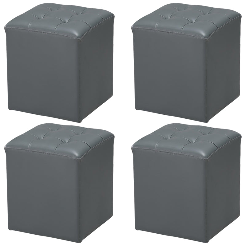 Genuine Leathe Ottoman Square Modern Water Resistant Tufted Cube Ottoman