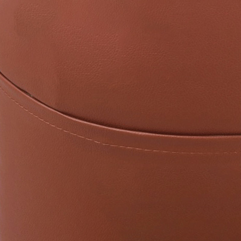 Minimalist Round Ottoman Contrast Panel Faux Leather Indoor Round Chair Ottoman