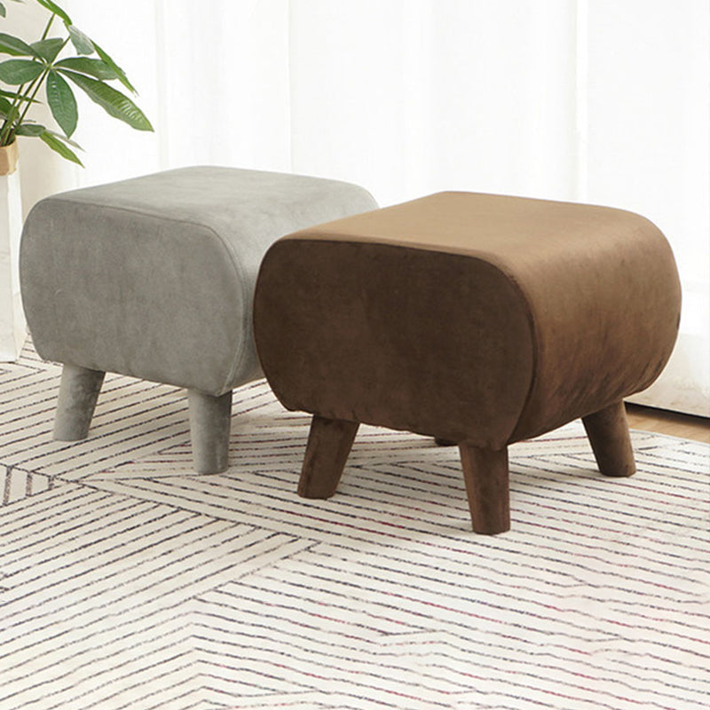 Stylish Indoor Velvet Ottoman Solid Color Stain Resistant Footstool Ottoman