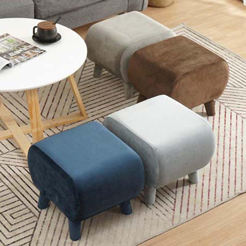 Stylish Indoor Velvet Ottoman Solid Color Stain Resistant Footstool Ottoman