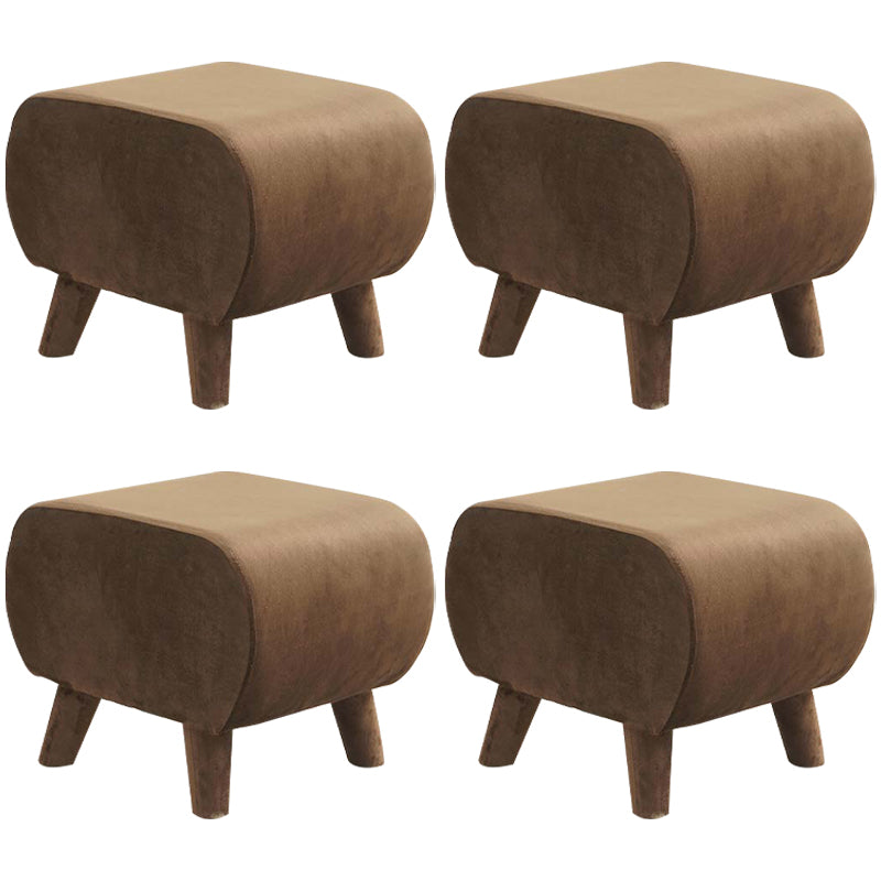 Stylish Indoor Velvet Ottoman Solid Color Stain Resistant Footstool Ottoman